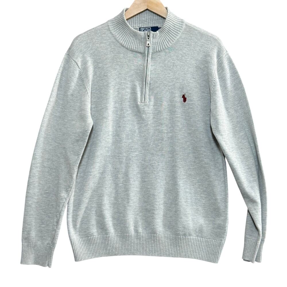 POLO RALPH LAUREN Men’s XXL‎ Gray 1/3 Quarter Zip Pullover Preppy Old Money